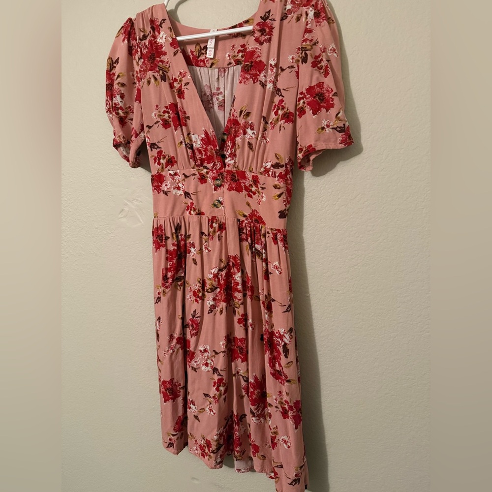 Xhilaration Pink Floral Midi Dress